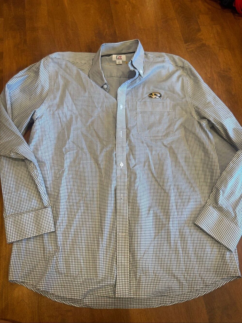 Missouri Mizzou Tigers Cutter & Buck Men’s Large Gingham Button-Down Shirt